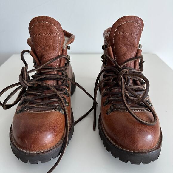 Frye Archie Hiking Boots 7 Leather Faux Shearling Lined Distressed Vibram Sole - Picture 10 of 11
